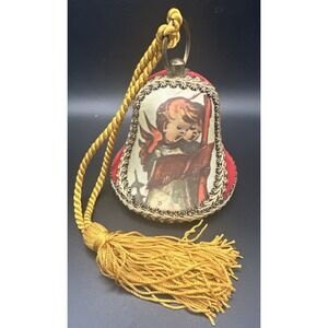 Vintage Reuge Velvet Musical Christmas Bell Ornament Germany Silent Night Works